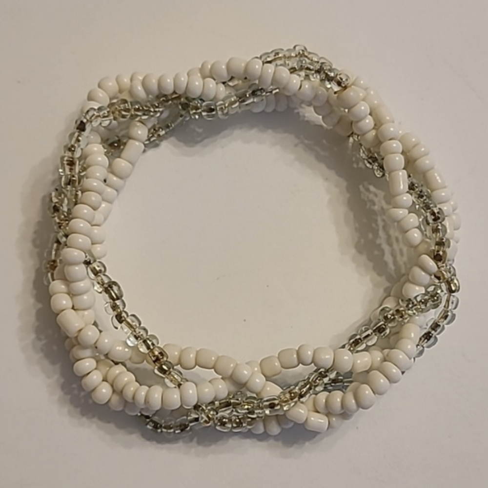 ‼️3 for $20‼️ White Multi-Strand Braded Stretch Bracelet